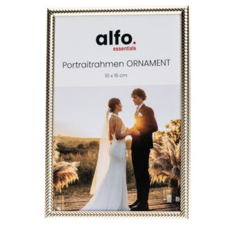 alfo. Ornament 10x15 cm warm-gold gl&auml;nzend Portr&auml;trahmen